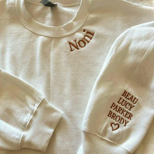 Custom Embroidered Text Sweatshirt with Collar & Sleeve Personalization, Quote Sweatshirt with Choose Font & Thread Color