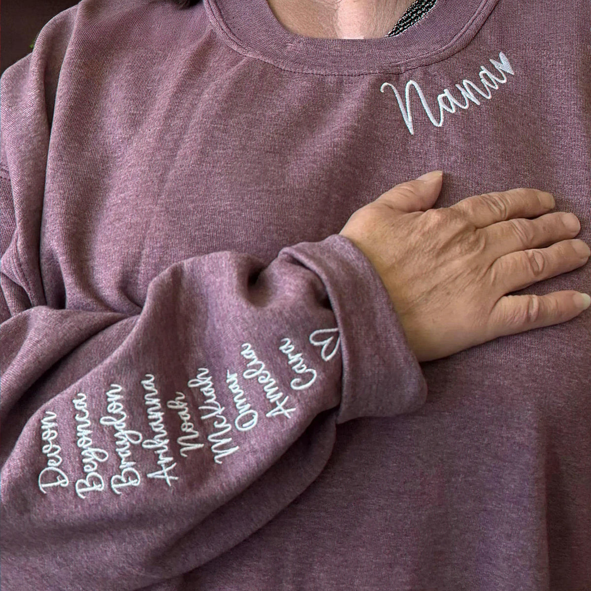 Custom Embroidered Text Sweatshirt with Collar & Sleeve Personalization, Quote Sweatshirt with Choose Font & Thread Color
