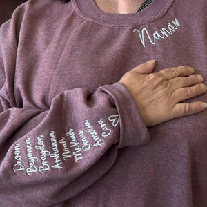 Custom Embroidered Text Sweatshirt with Collar & Sleeve Personalization, Quote Sweatshirt with Choose Font & Thread Color