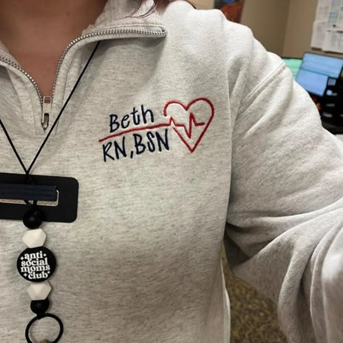 Personalized CNA Name Quarter Zip, Custom Embroidered Nursing Assistant Pullover, Appreciation Week Gift