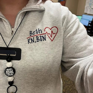 Personalized CNA Name Quarter Zip, Custom Embroidered Nursing Assistant Pullover, Appreciation Week Gift