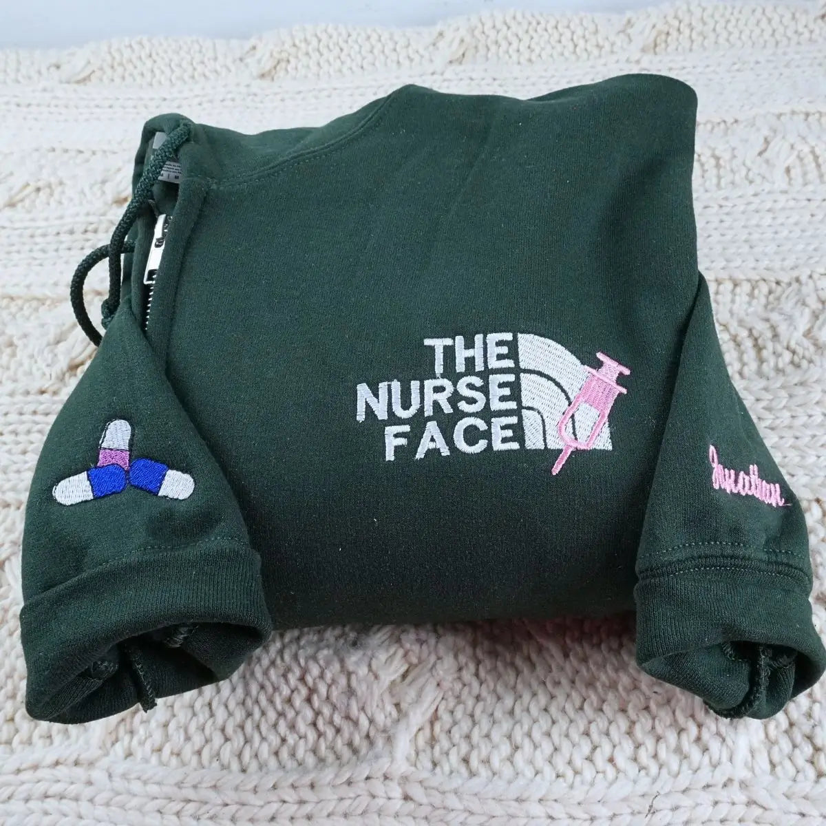 Custom Embroidered The Nurse Face Quarter Zip Sweatshirt, Best Gifts For Nurses