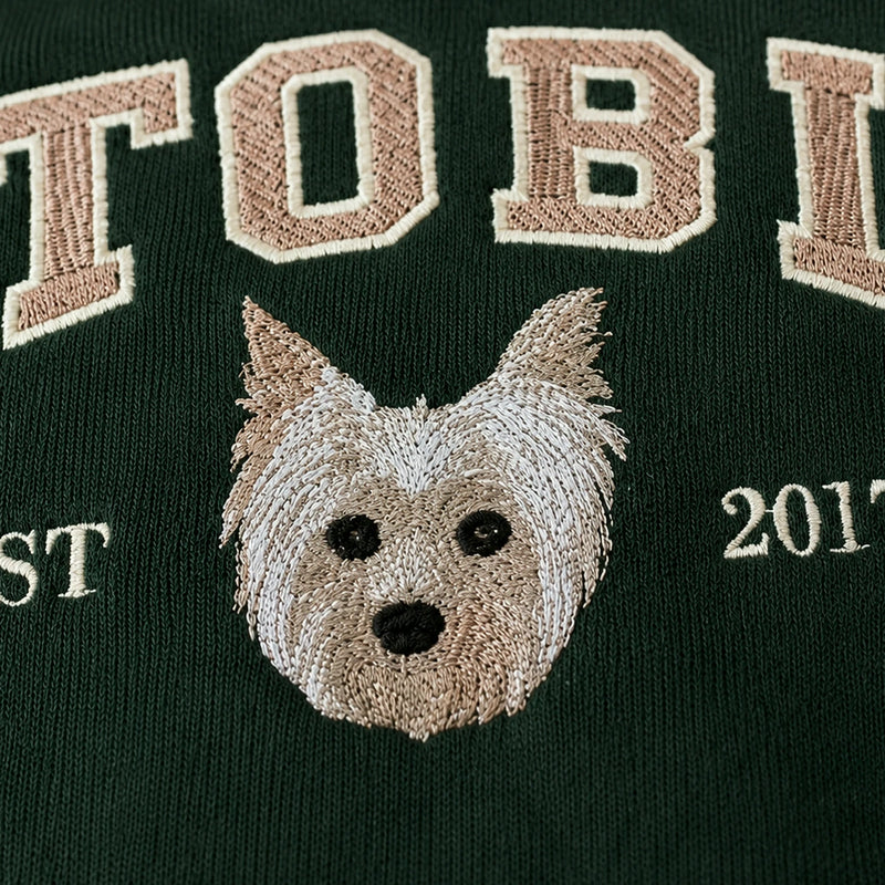 Custom Pet Portrait Embroidered Youth Sweatshirt, Custom Dog Cat Picture Crewneck for Kids