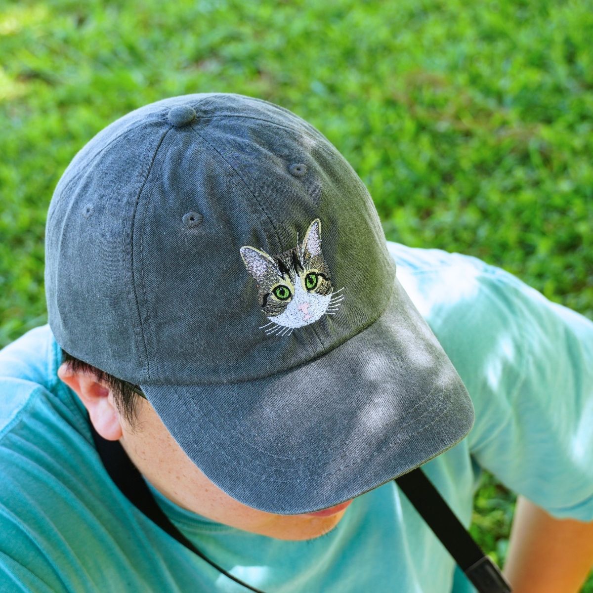 Personalized Pet Dyed Hat - Embroidered Photo Text - Unique Dog Cat Lover Gift Idea