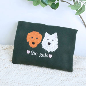 Youth shirt with custom embroidered pet portrait based on a dog or cat photo