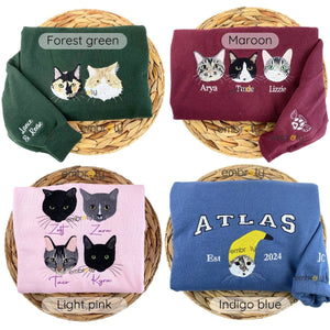 Personalized Pet Loss Gifts with Embroidery Pet Photo Sweatshirt or Hoodie