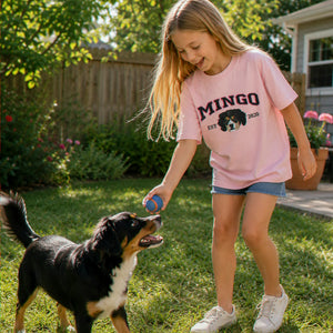 Custom Dog Portrait Est Varsity Youth T-Shirt, Embroidered Pet Photo & Name Tee for Kids