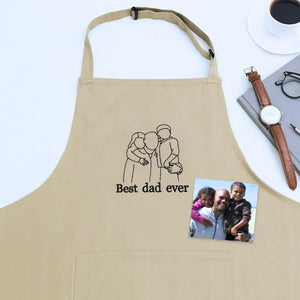 Embroidered photo apron for dad featuring custom portrait, perfect Father’s Day gift