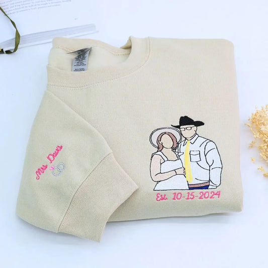 Custom photo sweatshirt birthday gift for wife with printed portrait