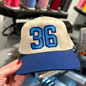 Custom Player Varsity Sports Number Snapback Hats - Embroidered Your Text, Name, Logo on Front, Side & Back