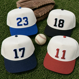 Custom Player Varsity Sports Number Snapback Hats - Embroidered Your Text, Name, Logo on Front, Side & Back