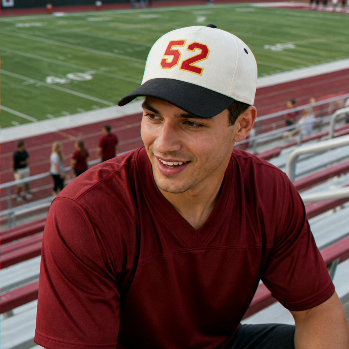 Custom Player Varsity Sports Number Snapback Hats - Embroidered Your Text, Name, Logo on Front, Side & Back