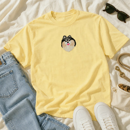 Custom Pomeranian Portrait T-shirt for Dog Lover - Embroidered Pet Photo Full Color Pullover & Name - Dog Parent Gift