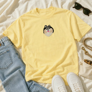 Custom Pomeranian Portrait T-shirt for Dog Lover - Embroidered Pet Photo Full Color Pullover & Name - Dog Parent Gift