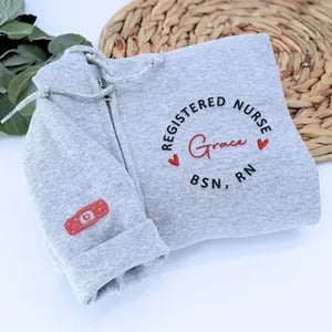 Personalized RN Name & Credentials Quarter Zip, Custom Embroidered Nurse Pullover, ADN RN BSN NP Nurse Week Gifts