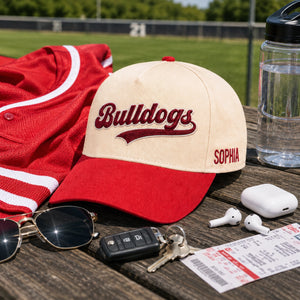 Custom Retro Sports Team Snapback Hats - Embroidered Game Day Text, Name, City, State on Front, Side & Back