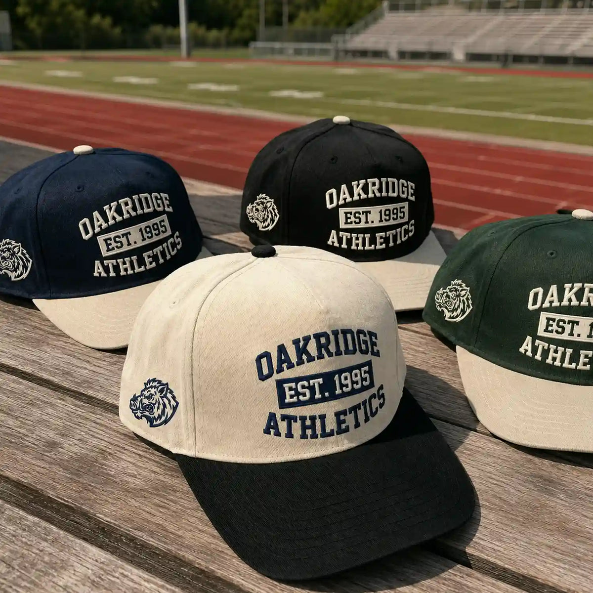 Custom School Team Snapbacks Hats - Embroidered Campus Club Caps Text, Logo, Name