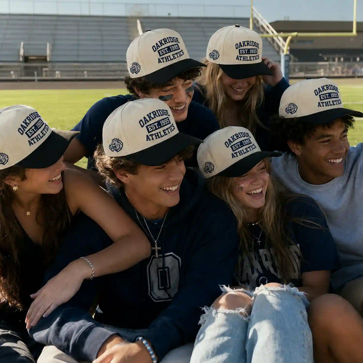 Custom School Team Snapbacks Hats - Embroidered Campus Club Caps Text, Logo, Name
