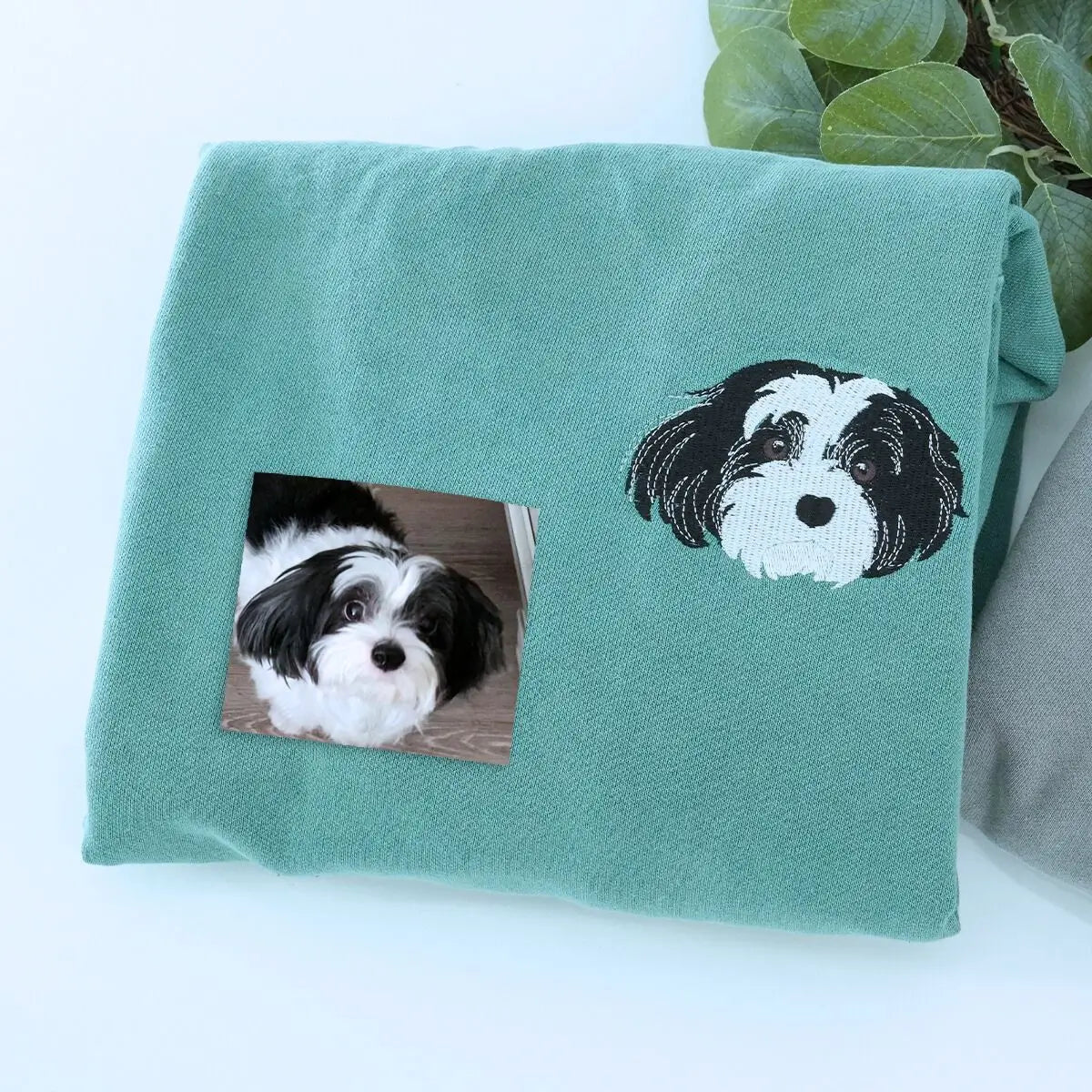 Custom embroidered Shih Tzu dad shirt with dog portrait and personalized name on sleeve