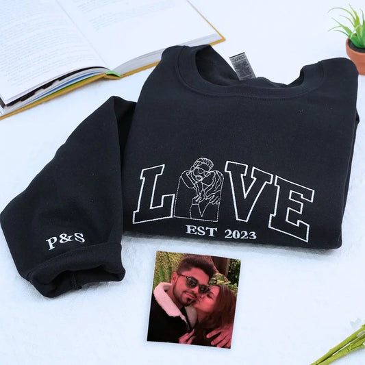Personalized photo hoodie for son with custom couple image – unique gift from parents
