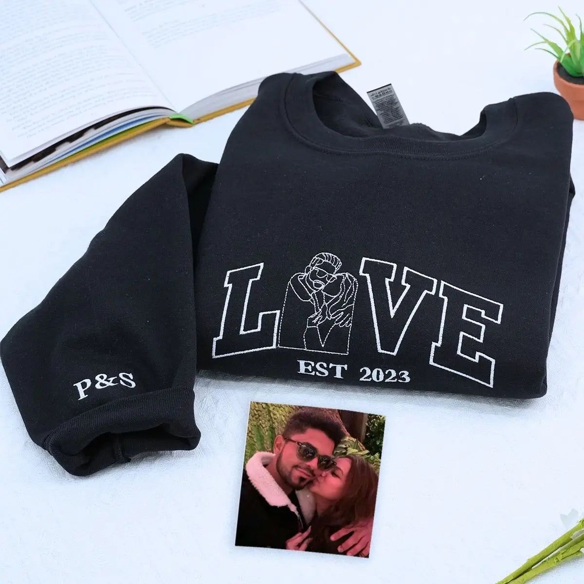 Personalized photo hoodie for son with custom couple image – unique gift from parents