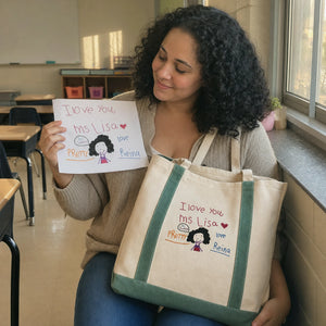 Custom Embroidered Kids Drawing Tote Bag for Teacher Appreciation Gift