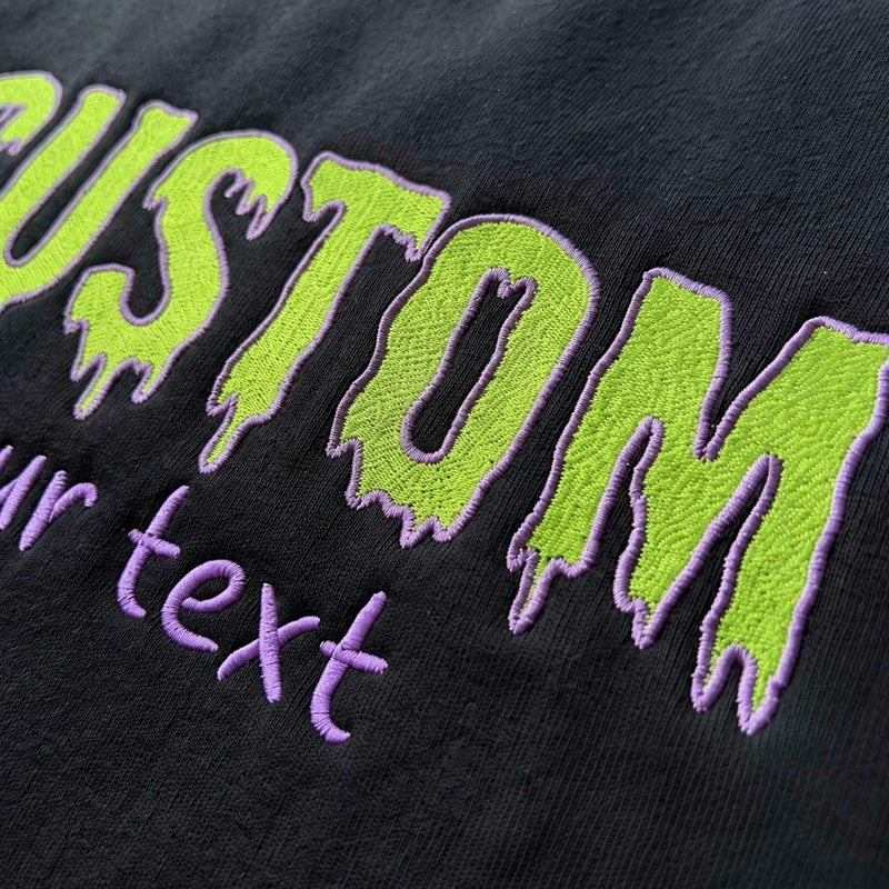 Custom Halloween Text Sweatshirt, Embroidered Spooky Season Crewneck