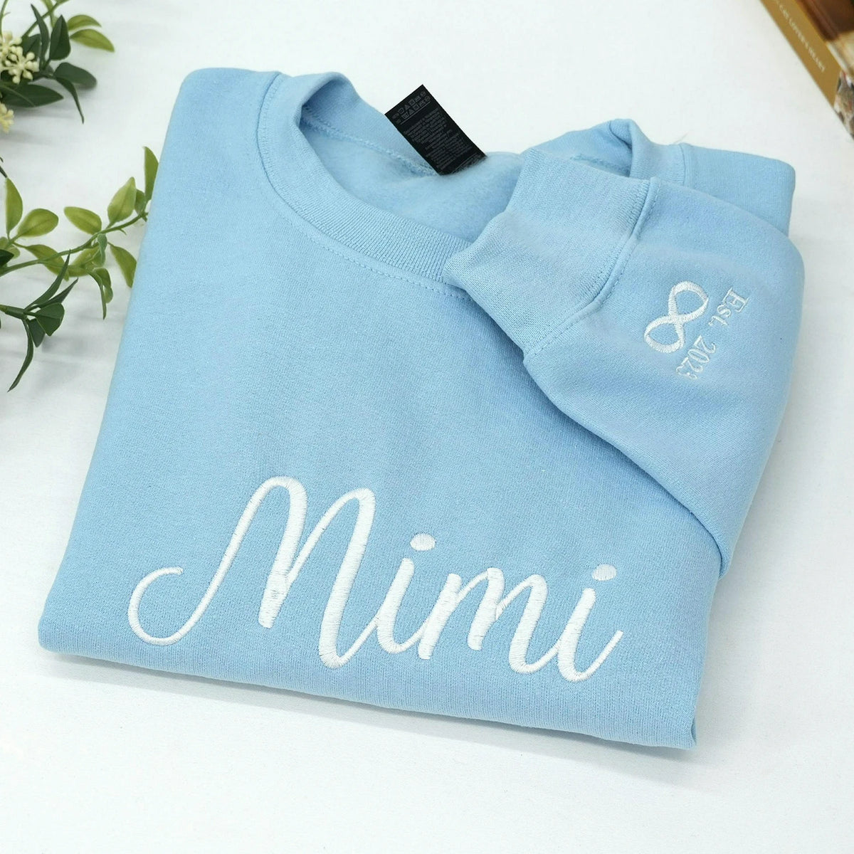 Custom Embroidered Sweatshirt with Personalized Text, Minimalist Anniversary, Wedding or Birthday Gift for Him Her