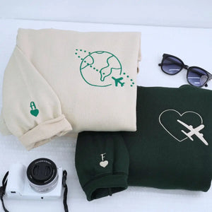 custom embroidered travel matching hoodies valentines gift