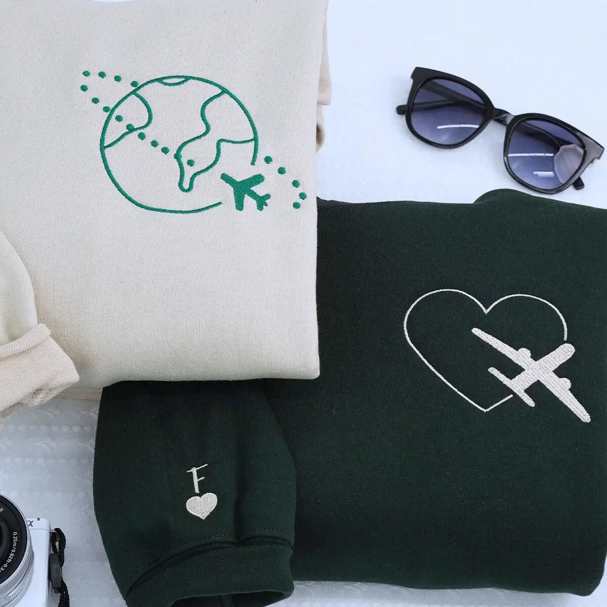 custom embroidered travel matching hoodies valentines gift