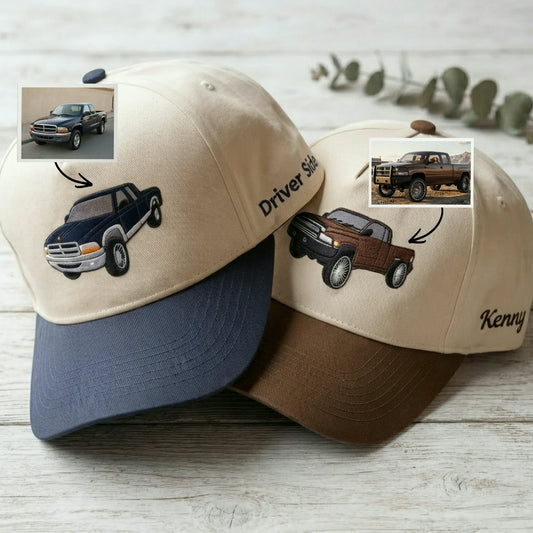 Custom Pickup Truck Photo Snapback Hat for Truck Lover - Embroidered Birthday Gift for Him