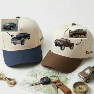Custom Pickup Truck Photo Snapback Hat for Truck Lover - Embroidered Birthday Gift for Him