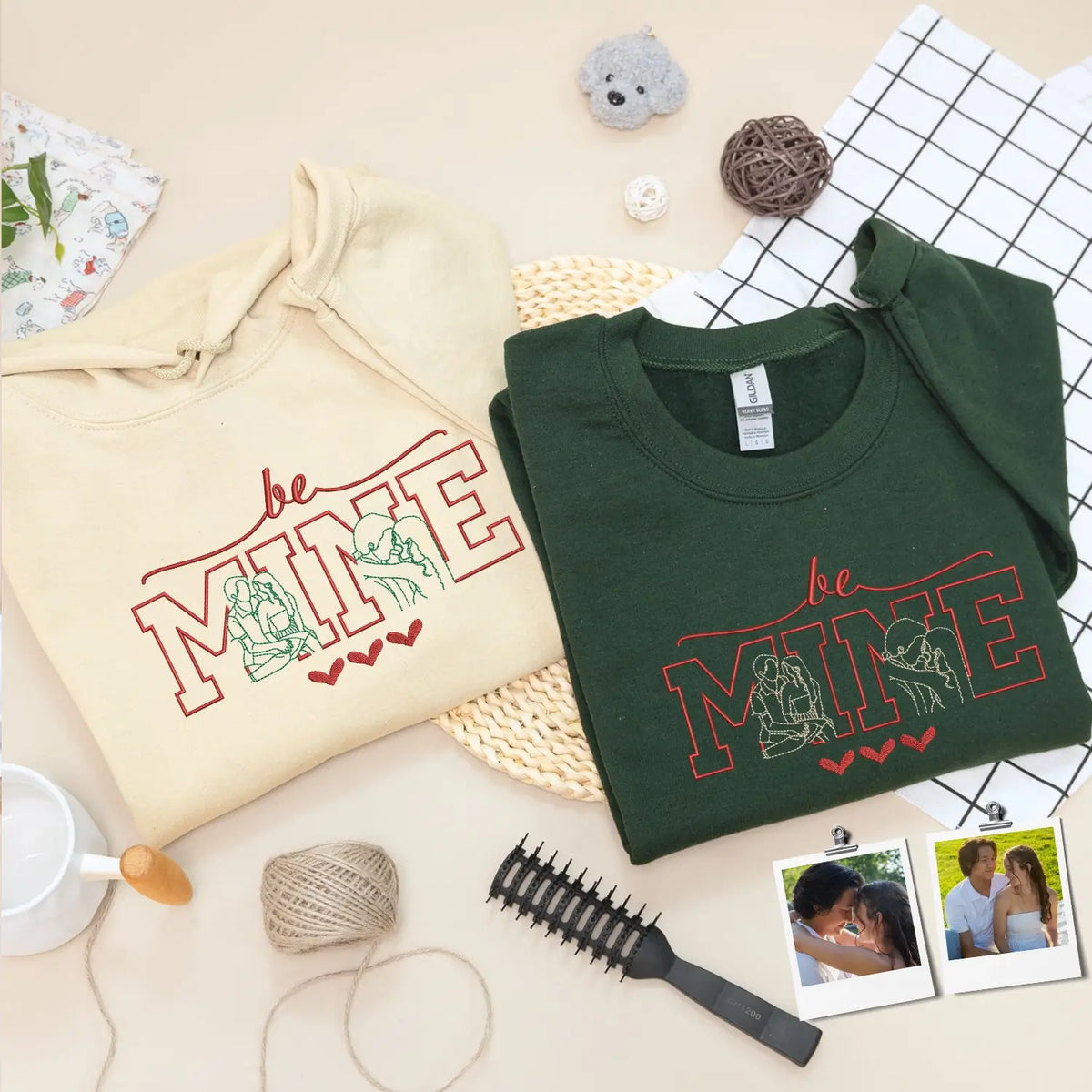 custom embroidered sweatshirt with photo portrait valentines gift for her