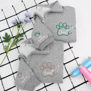 Custom Vet Tech Week Quarter Zip, Personalized Paw Name Pullover, Embroidered Veterinary, DVM RVT Appreciation Gift