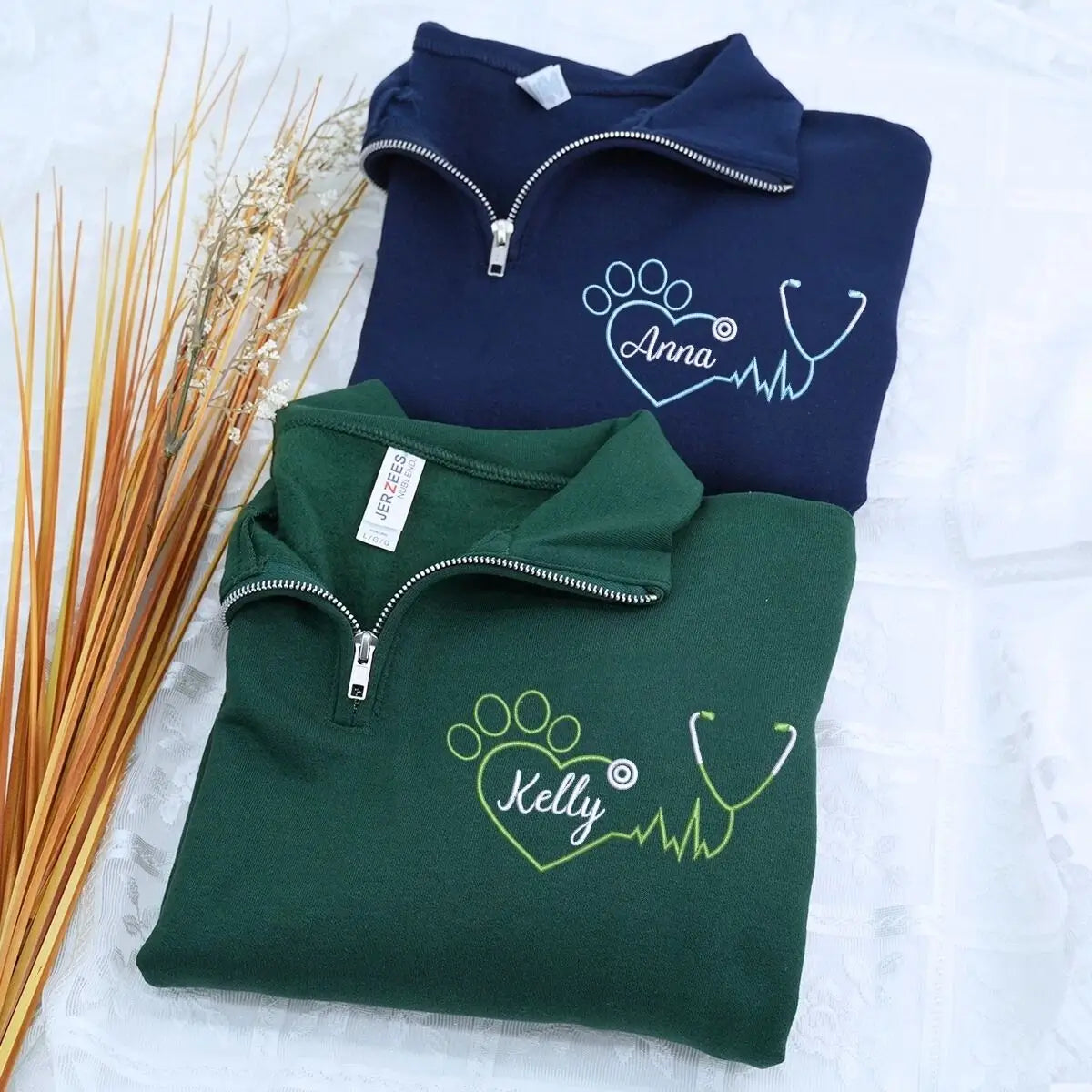 Personalized Embroidered Veterinary Nurse Quarter Zip Sweatshirt, Veterinarian Gift