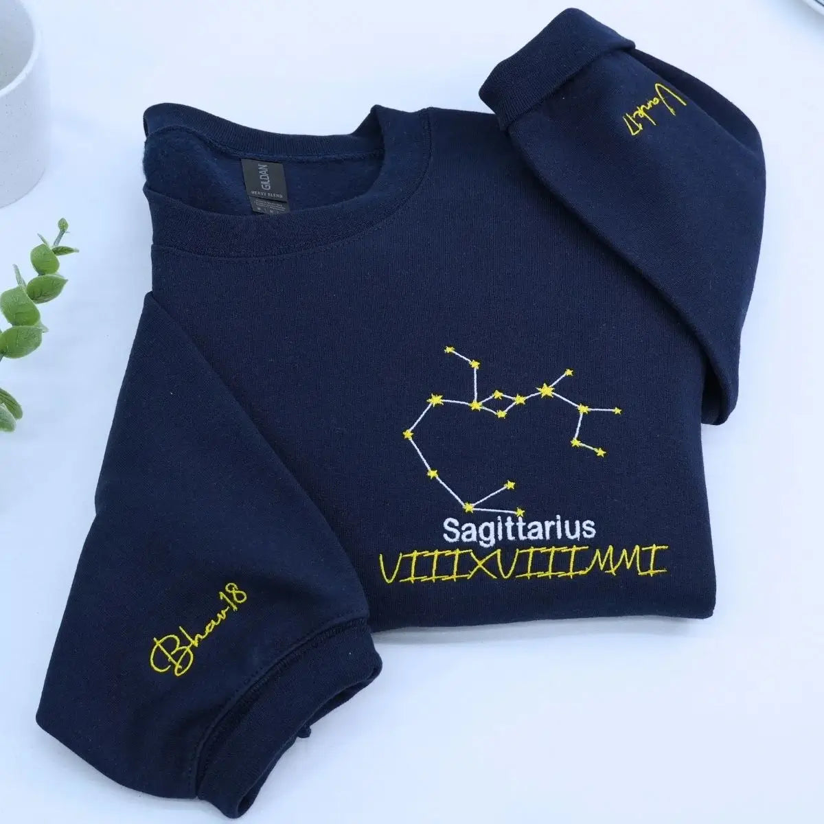 Custom embroidered sweatshirt with zodiac constellation design – personalized astrology birthday gift
