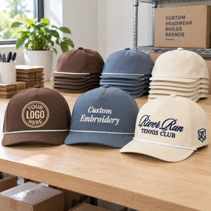 Custom Embroidered Snapback Rope Hats - Embroidered Your Text, Name, Logo on Front, Side & Back