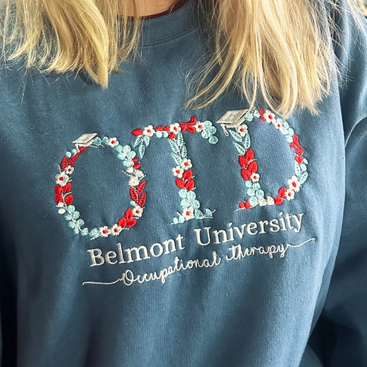 University Sweatshirt with Personalized Design Floral Use Name Embroly