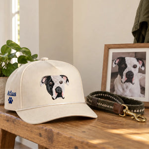 Custom Pet Photo Snapback Rope Hats - Embroidered Dog, Cat or any Pet Portrait Caps