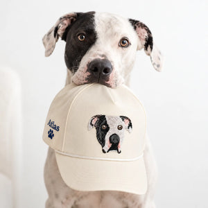 Custom Pet Photo Snapback Rope Hats - Embroidered Dog, Cat or any Pet Portrait Caps