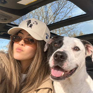 Custom Pet Photo Snapback Rope Hats - Embroidered Dog, Cat or any Pet Portrait Caps