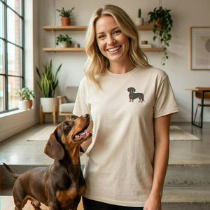 Custom Dachshund Picture T-Shirt - Embroidered Wiener Dog Tee, Doxie Mama Clubs Gift