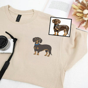 Custom Dachshund Picture T-Shirt - Embroidered Wiener Dog Tee, Doxie Mama Clubs Gift