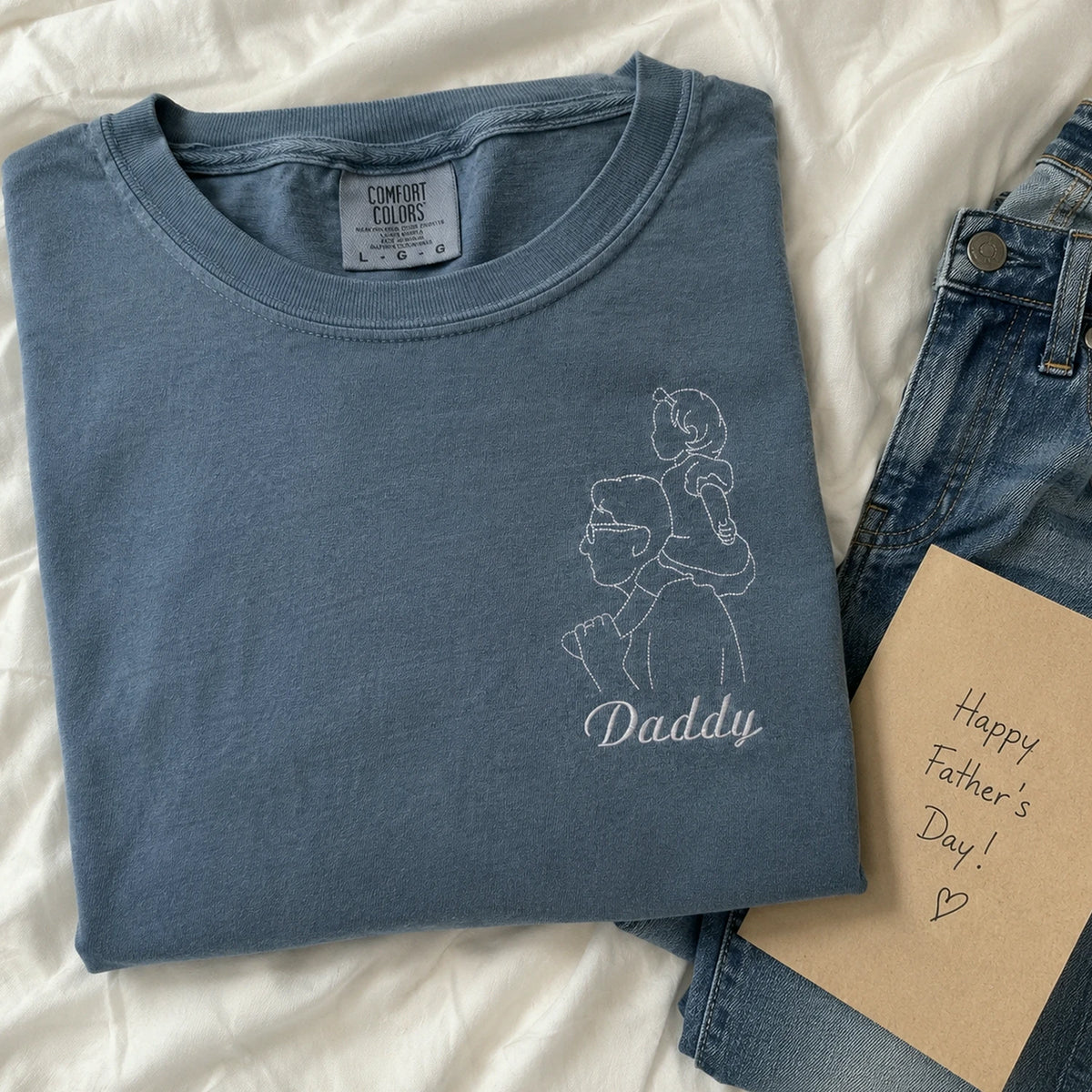 Dad and Daughter Photo Outline T-Shirt or Sweatshirt, Personalized Father's Day Gift