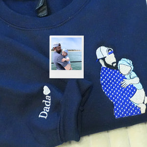 Dad and Daughter Photo Portrait Sweatshirt Hoodie - Personalized Fathers Day Gifts, Unique Gifts for Dad