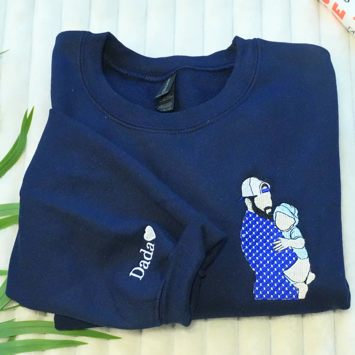 Dad and Daughter Photo Portrait Sweatshirt Hoodie - Personalized Fathers Day Gifts, Unique Gifts for Dad