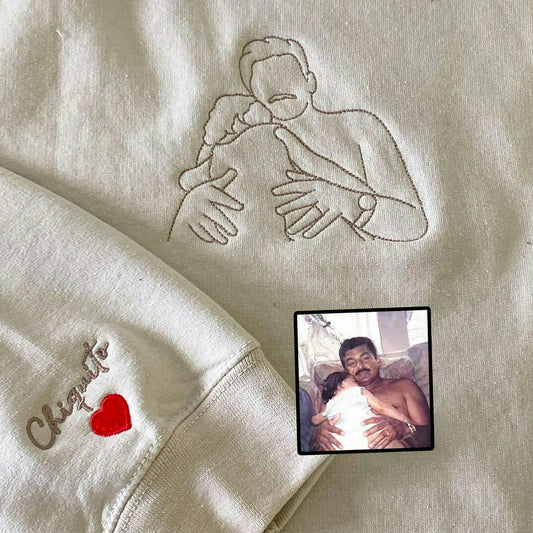 A sand dad and daughter embroidered sweatshirt with name on sleeve, gift for dad