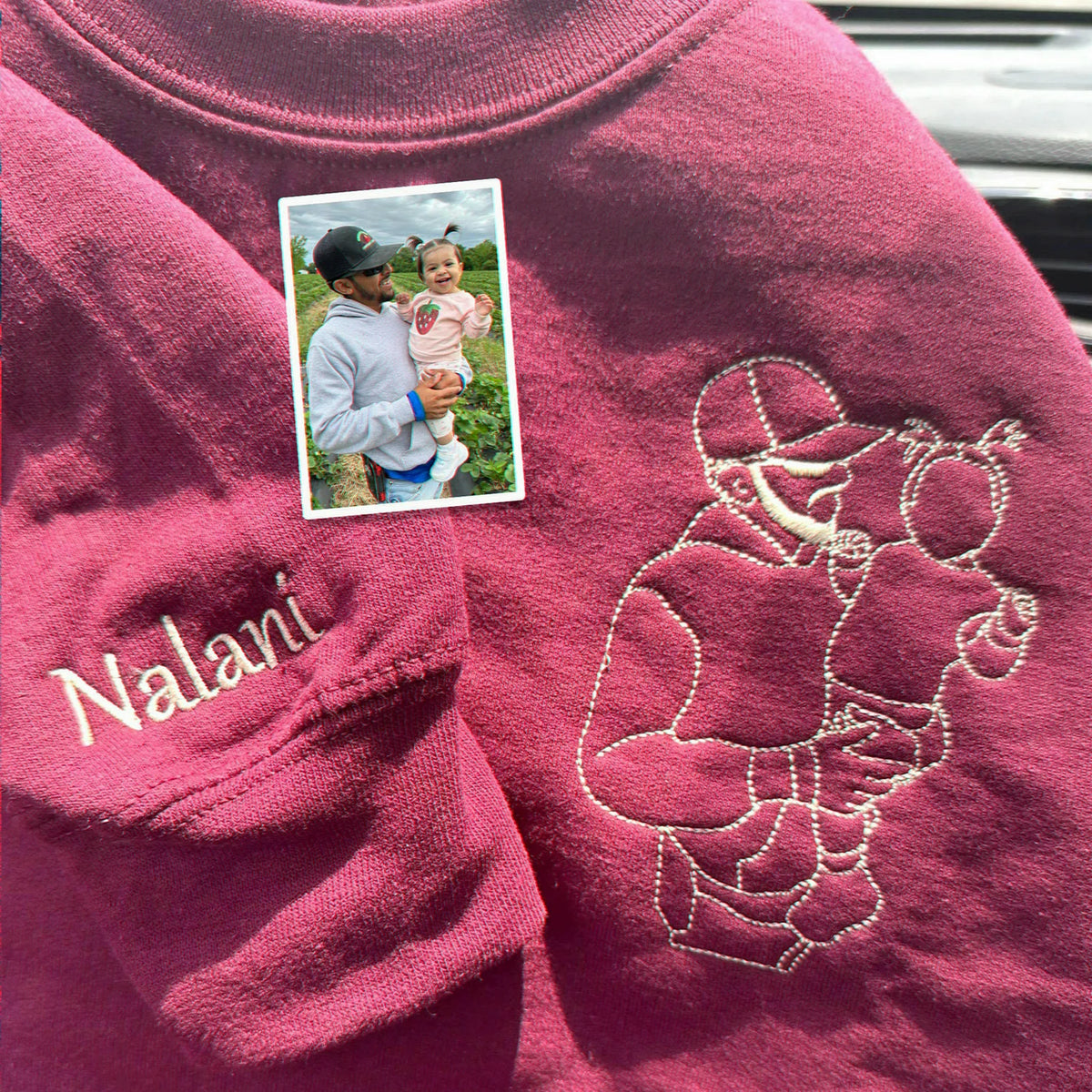 Custom Dad and Daughter Embroidered Sweatshirt, Personalized Father's Day Gift for Dad From Kids