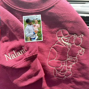 Custom Dad and Daughter Embroidered Sweatshirt, Personalized Father's Day Gift for Dad From Kids