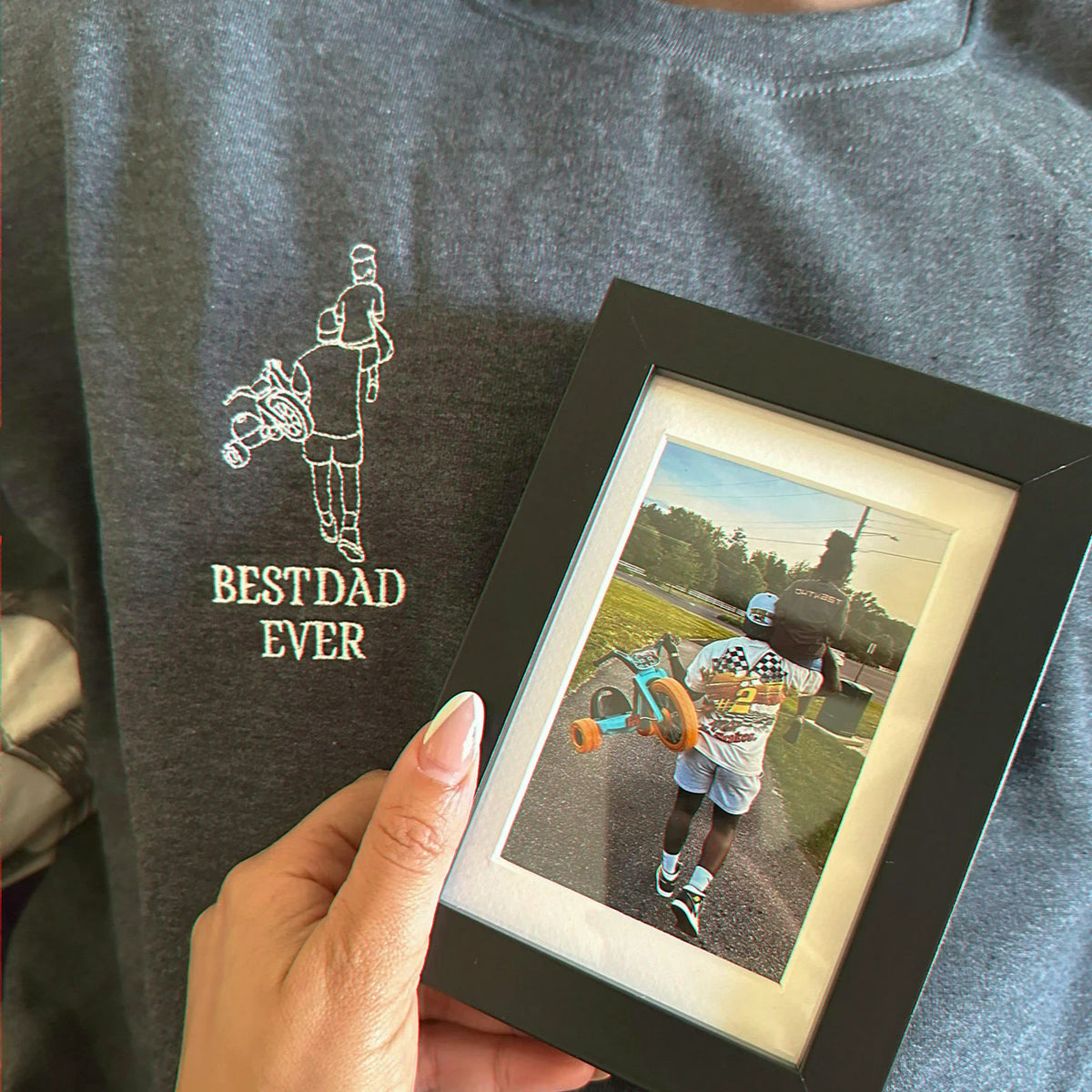 Custom Dad and Daughter Embroidered Sweatshirt, Personalized Father's Day Gift for Dad From Kids